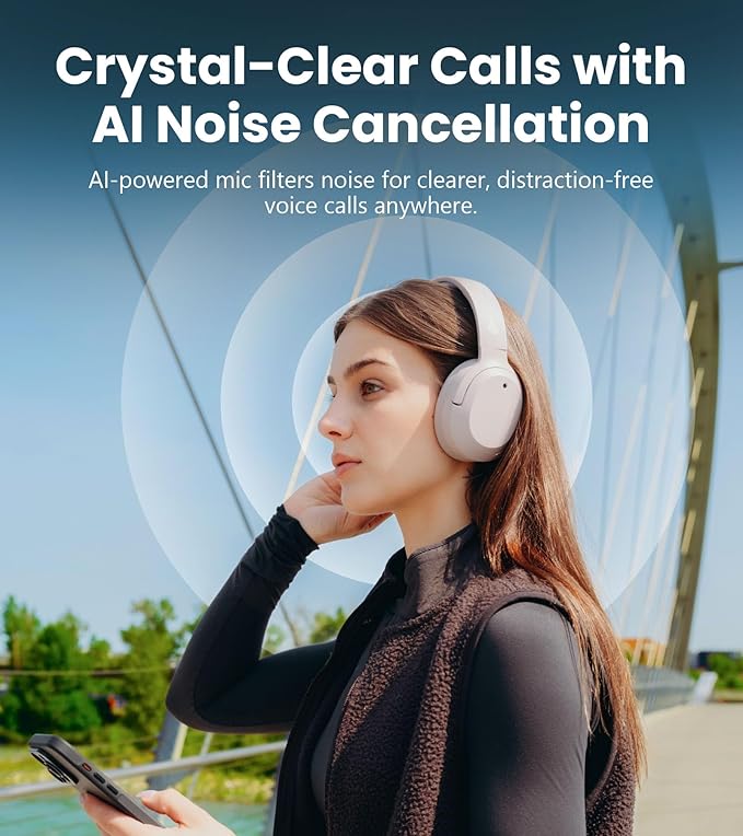 Edifier W820NB Plus Gen 2 Wireless Over-Ear Noise Cancelling Headphone, -49 dB ANC, LDAC Hi-Res Audio, 88H Playtime, Spatial Sound, AI Clear Calls, Bluetooth V6.1 & Multipoint - Smoky Pink