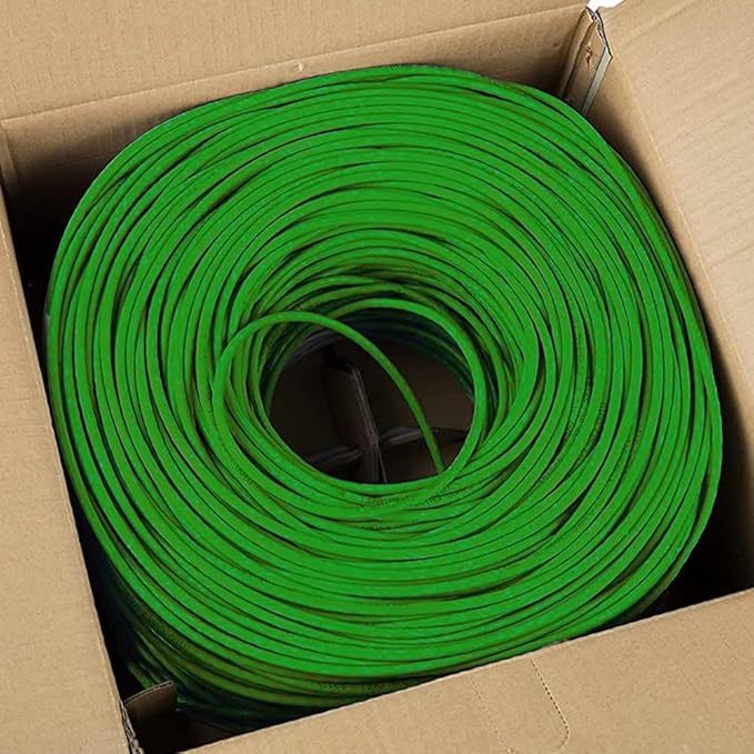 Big-A - 1000ft Cat5e Plenum Ethernet Cable, Green, 350MHz, 24AWG UTP, CMP Rated, Solid Network LAN Cord, Compatible with Printer, Gaming Consoles, Router, VoIP Phones, POE IP Cameras