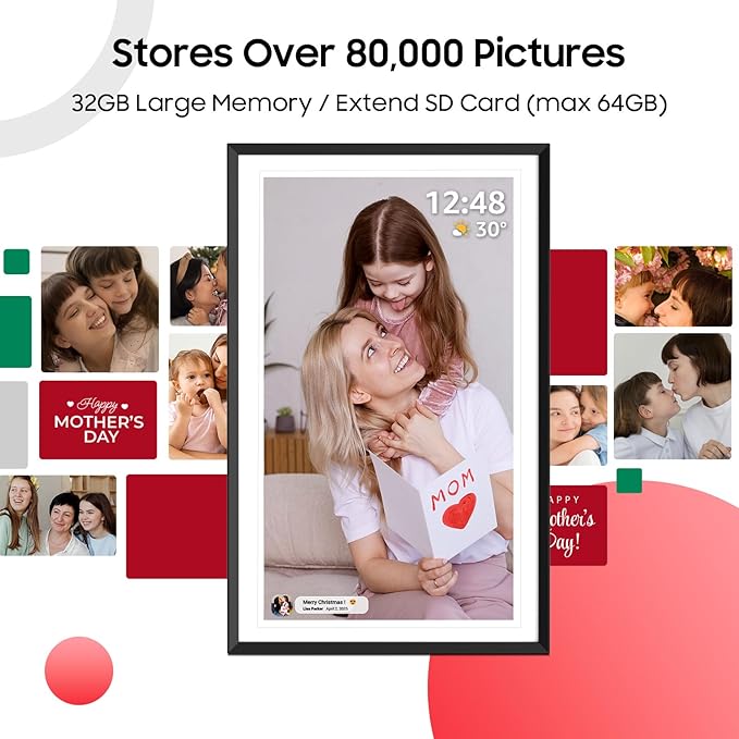 ApoloSign Digital Picture Frame 15.6 inch, WiFi Digital Photo Frame with 32GB Storage, 1920x1080 FHD IPS Touch Screen, Auto-Rotate, Easy Setup to Share Photos or Videos Instantly via Frameo App