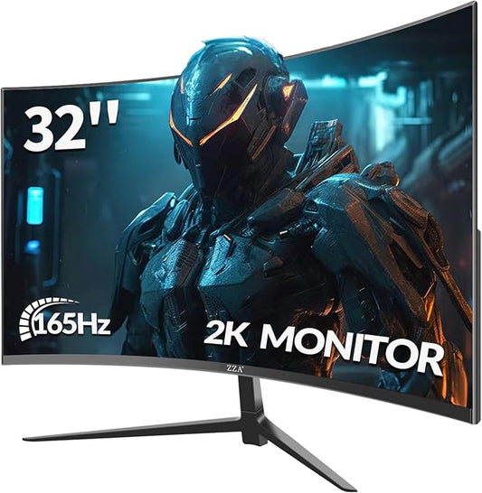 ZZA 32 Inch Monitor - 2K Resolution, 165Hz/180Hz,1440p Monitor, 1ms Response Time, FreeSync & G-Sync, HDR10, 122% sRGB Coverage, DP/HDMI,32 Inch Computer Monitor VESA Mount Compatible