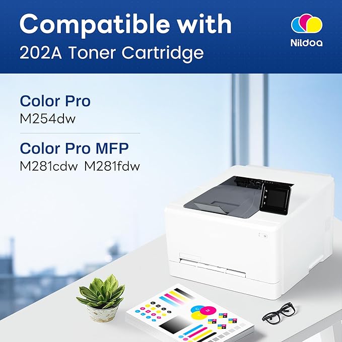 202A Toner Cartridges 4 Pack Replacement for HP 202A CF500A CF501A CF502A CF503A Color Pro M254dw; MFP M281cdw M281fdw Printer Ink(Black Cyan Magenta Yellow)