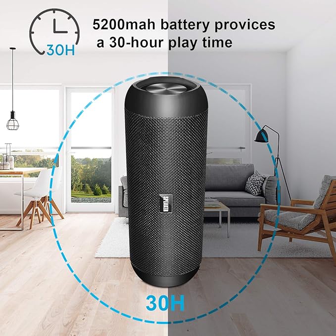 Bluetooth Speakers, 30W Portable Speaker Loud Stereo Sound, Rich Bass IP67 Waterproof, 30+ Hour Playtime, Built-in Mic, Wireless Speaker with TF, AUX, FM for Shower, Pool, Party, Travel, Outdoors
