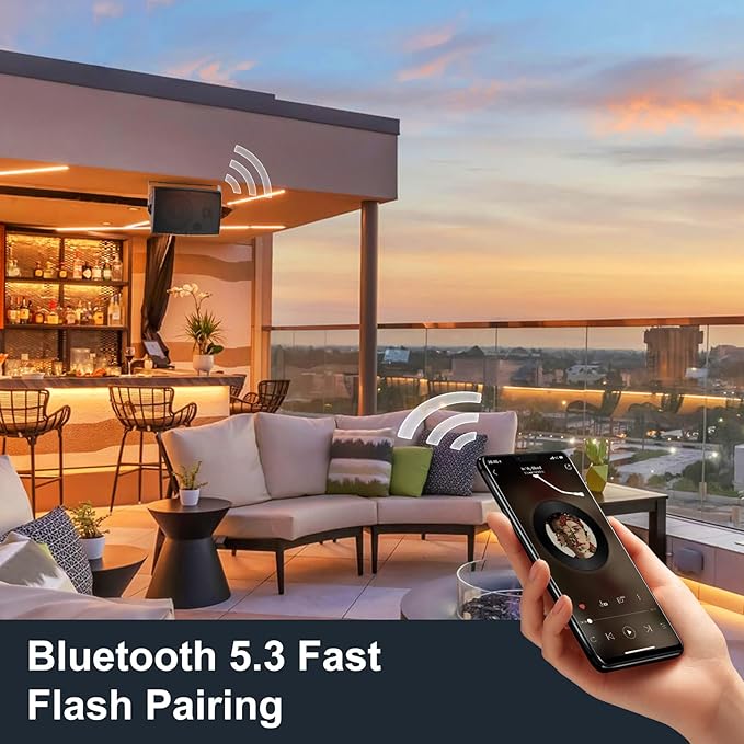 STUDIOFINIX 6.5 Inch 400W Outdoor Bluetooth Speakers Waterproof Wired, Wall Mount Speakers All-Weather Durability for Patio, Covered, Deck, Porch, Pool(Pair, Black)