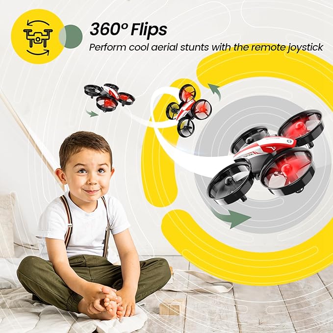 Holy Stone Mini Drone for Kids and Beginners RC Nano Quadcopter Indoor Small Helicopter Plane with Auto Hovering, 3D Flips, Headless Mode and 3 Batteries, Great Gift Toy for Boys and Girls, HS210 Red