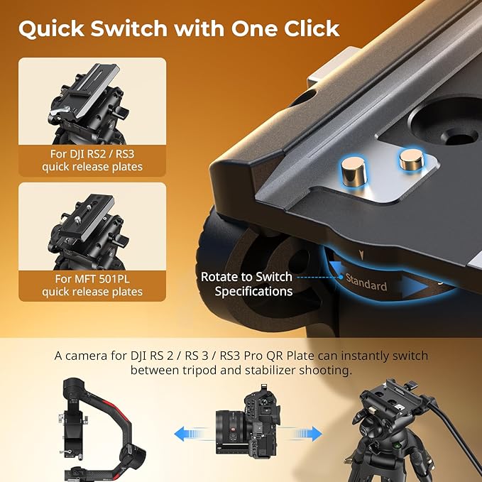 SmallRig AD-01S Video Tripod, 74" Heavy Duty Tripod with Pan and Tilt Fluid Head, Dual-Mode Quick Release Plate, Load up to 13.2lb / 6kg for DSLR, Camcorder, Cameras