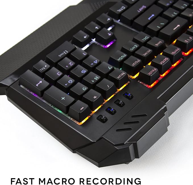 Beastron RGB LED Backlit Mechanical Wired Gaming Keyboard with Blue Switches, Adjustable Backlit Effects, Compatible with PC and Mac