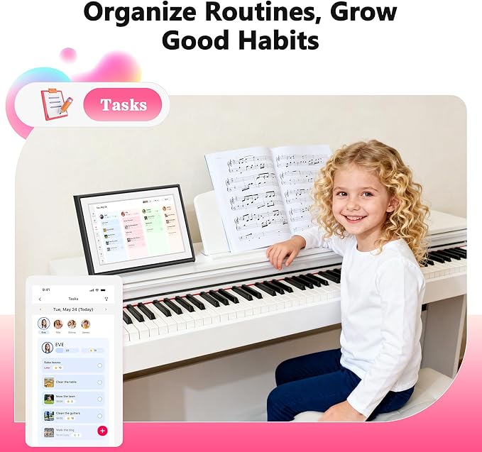 BIGASUO 10.1" Digital Calendar Desktop Touch Screen, Electronic Organizer Planner, Smart Touchscreen Interactive Tablet Display for Monthly, Weekly & Daily Agenda, Family Schedules, To Do List