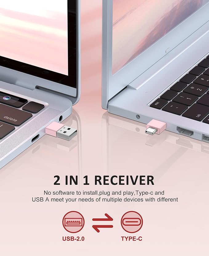 Presentation Clicker Rechargeable Pink Wireless Presentation Remote Presenter Long Range PPT Clicker with Pointer Slide Advancer for Classroom Teacher Mac/Windows/Linux, Google Slide/PPT/Keynote