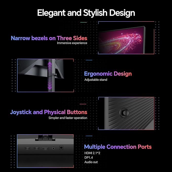 KOORUI Gaming Monitor, 27" Fast IPS Computer Monitor, 320Hz QHD HDR400 Display, PIP/PBP Mode 1ms PC Screen, 98% DCI-P3 Color Gamut, Adaptive Sync, VESA Mountable, HDMI 2.0, DP 1.4, G2721E