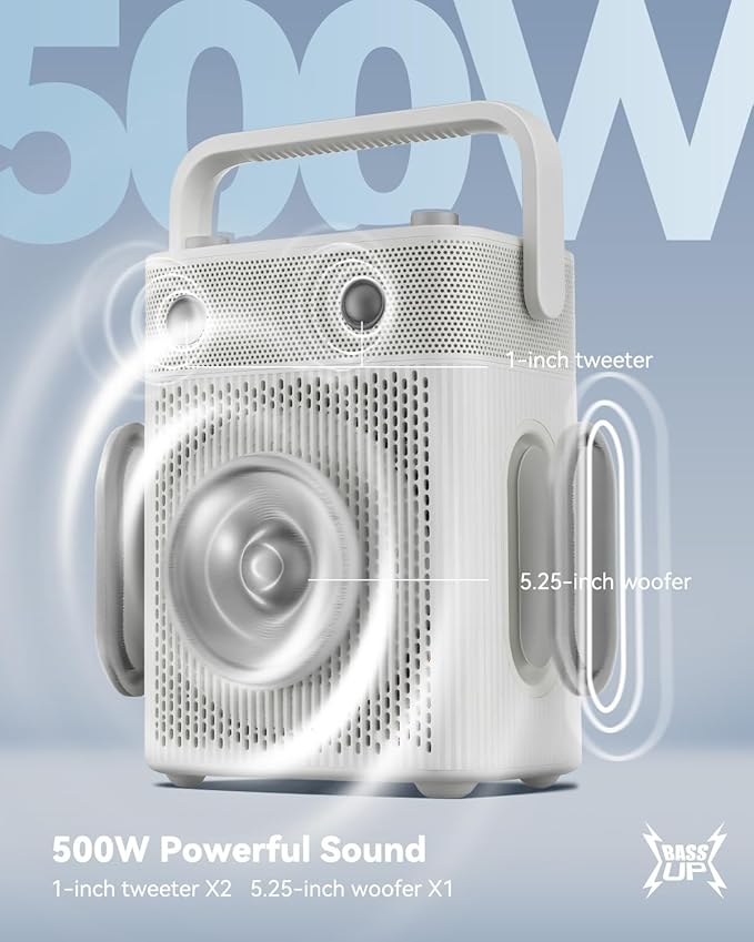 Portable Bluetooth Speaker with Light, Waterproof Karaoke Machine for Adults & Kids, Loud Sound and Deep Bass, Up to 8H Playtime, Support Bluetooth/AUX/USB for Home, Party, Outdoor and Travel