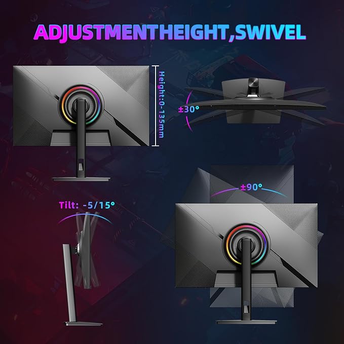 27 Inch 4K 144/160Hz Gaming Monitor, UHD 3840x2160 Fast IPS Panel PC Monitor, 135% sRGB, HDR400Nit, Freesync & G-sync, Support PS5 Xbox 4K 120Hz, HDMI 2.1,DP 1.4, Height/Vertical Adjustment