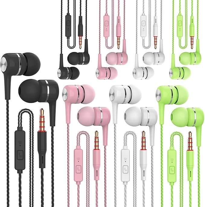 VPB Heavy bass Earphone Color Call with Mic Stereo Earbud Headphones Mixed Colors (Black + White + Pink + Green 8 Pairs)