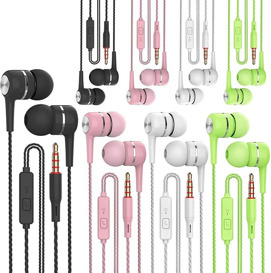 VPB Heavy bass Earphone Color Call with Mic Stereo Earbud Headphones Mixed Colors (Black + White + Pink + Green 8 Pairs)