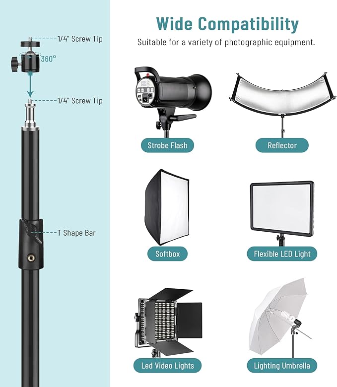 Photography Light Stand Heavy Duty Tripod, Sdfghj 9.2 ft/110''/280cm Aluminum Lighting Stand for Relfectors Photographic Portrait, Softbox, Umbrella, Strobe Light, Flash, Ring Light, with Carry Bag