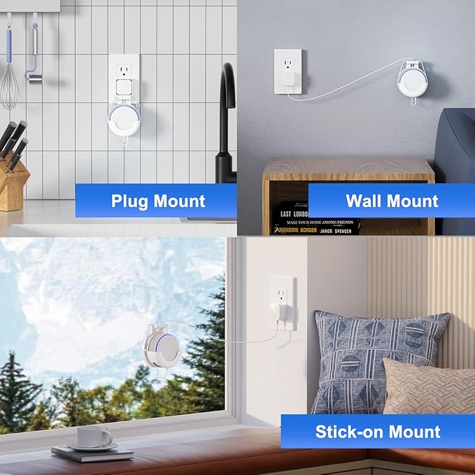 suptek Wall Mount Holder for Echo Dot 3rd Gen, Outlet Wall Mount Stand for Alexa, with Built-in Cable Management, Wall Screw or Stick-on Option, White,S5W