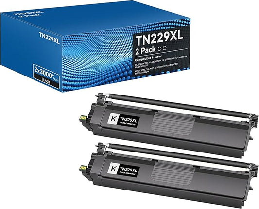 TN229XL Black Toner Cartridges High Yield Compatible for Brother TN229XL TN229 Toner Cartridges for Brother MFC-L3720CDW MFC-L3780CDW HL-L3280CDW HL-L3220CDW HL-L3300CDW HL-L3295CDW Printer(BK,2 Pack)