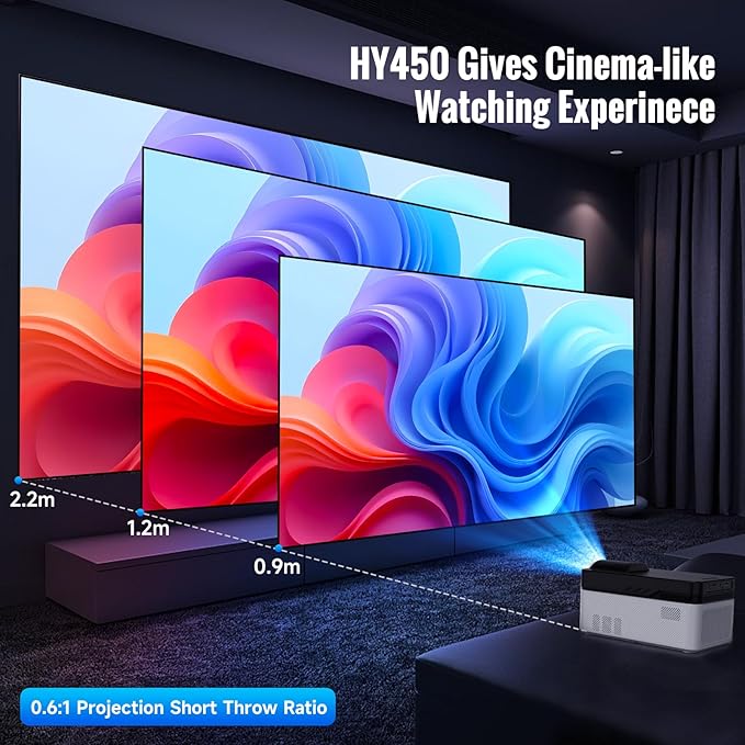 [700 ANS & Electric Focus] Short Throw Smart Projector with Wifi and Bluetooth, Mini Projector 1080P 4K Support, Auto Correction Video Proyector for Home Theater Outdoor Use