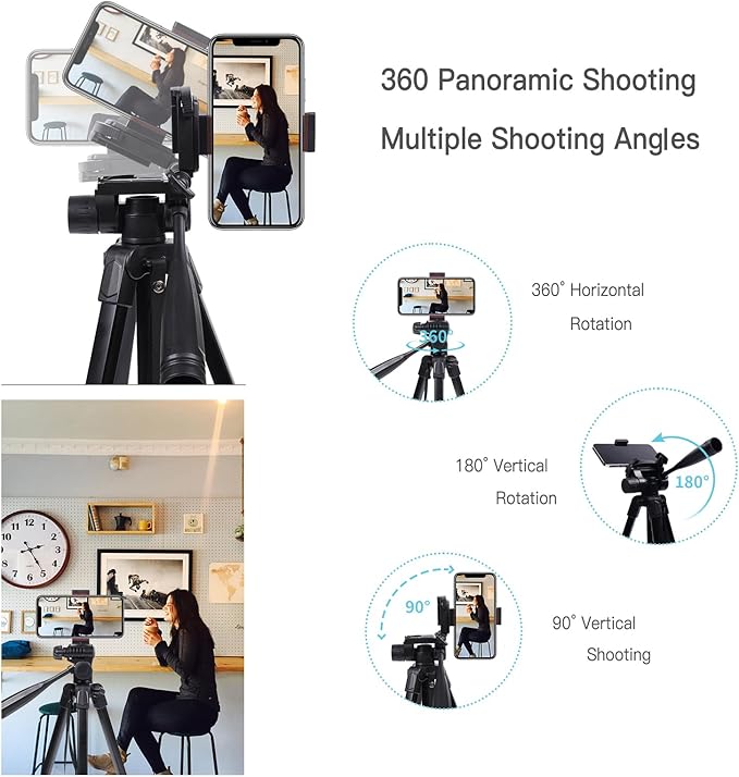 Camera Tripod for Canon Nikon Sony, LINKCOOL 67 Inch Lightweight DSLR Tripod Camera Stand with Detachable 3 Way Pan Head, Remote & Universal Phone Mount