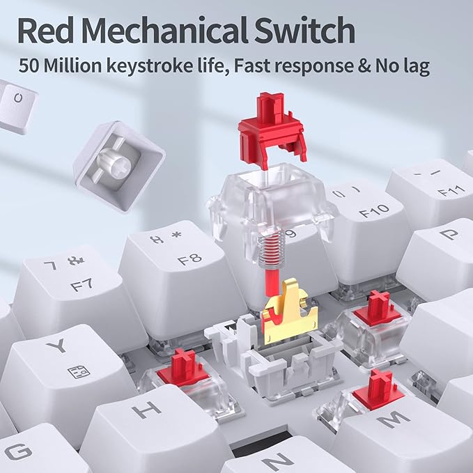 TMKB Falcon M1SE and T68SE，Gaming Mouse and 60% Mechanical Gaming Keyboard Combo, 12800DPI, RGB, Ergonomic with Red Switch-White