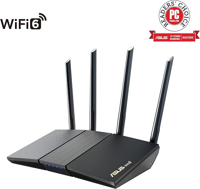 ASUS RT-AX1800S Dual Band WiFi 6 Extendable Router, Subscription-Free Network Security, Parental Control, Built-in VPN, AiMesh Compatible, Gaming & Streaming, Smart Home