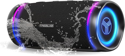 TREBLAB HD77 Portable Bluetooth Speaker - Loud 360° HD Surround Sound, Wireless Dual Pairing, 25W Powerful Bass, 20H Battery, Best for Outdoor Sports - True IPX6 Waterproof (Renewed)