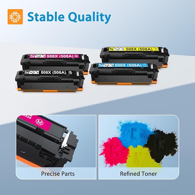 508A 508X Toner Cartridge Compatible with 508A 508X (CF360A-CF363A, with Chip) for Color Laserjet Enterprise M553 M553dn M553n M553x M552 M577 Series Printers