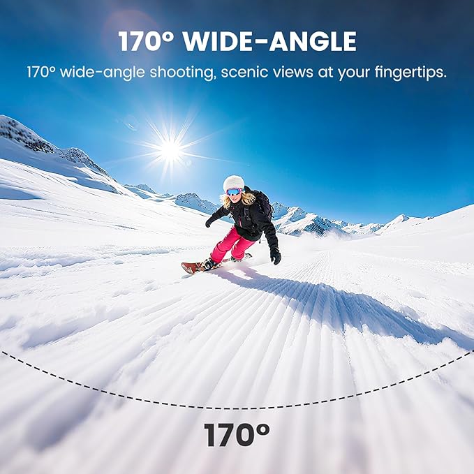 Action Camera 4K 60FPS 48MP, EIS Sports Camera with 128GB Card,131FT Underwater Waterproof Camera with Case, 2inch Touch Screen, 8X Zoom, Remote Control, Batteries & Mounting Kits