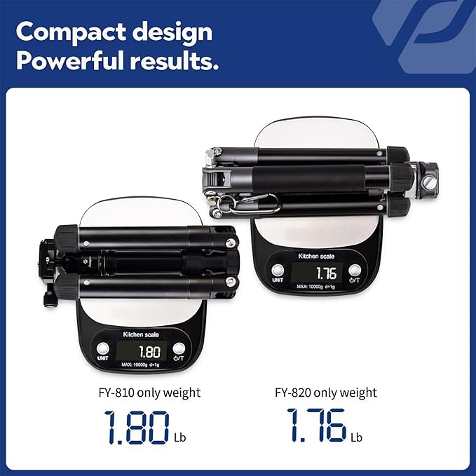 Fotopro Mini Tripod with Ball Head Phone Mount Detachable Selfie Stick Folded only 8.6" Max Load up to 6.6 lbs FY-810 Black