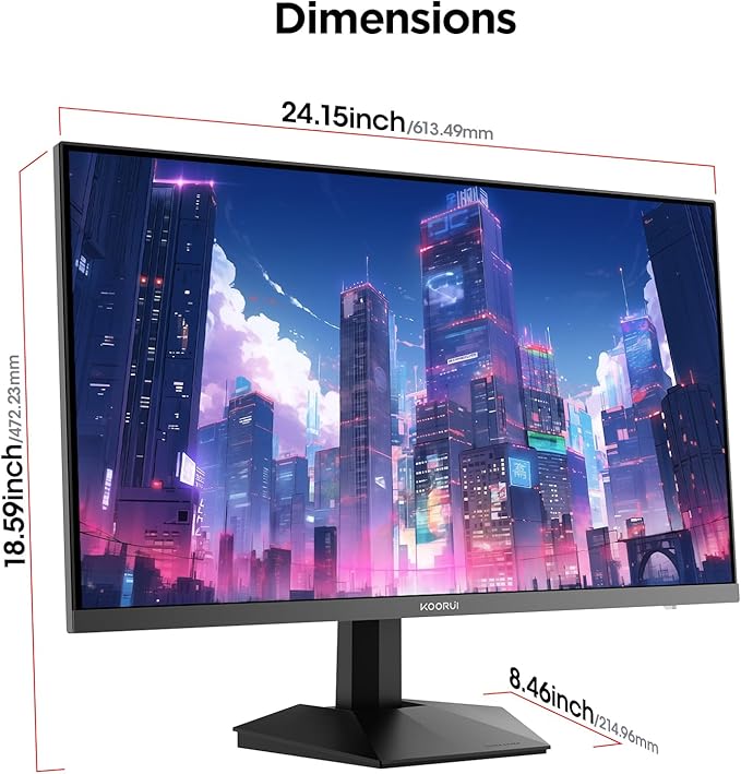 KOORUI 27" 200Hz Gaming Monitor, 1ms Fast IPS Computer Monitor, WQHD (2560 x 1440p) HDR 400 Display, DCI-P3 95% Color Gamut, FreeSync Premium, Adaptive G-Sync, HDMI x 2, DisplayPort, Black