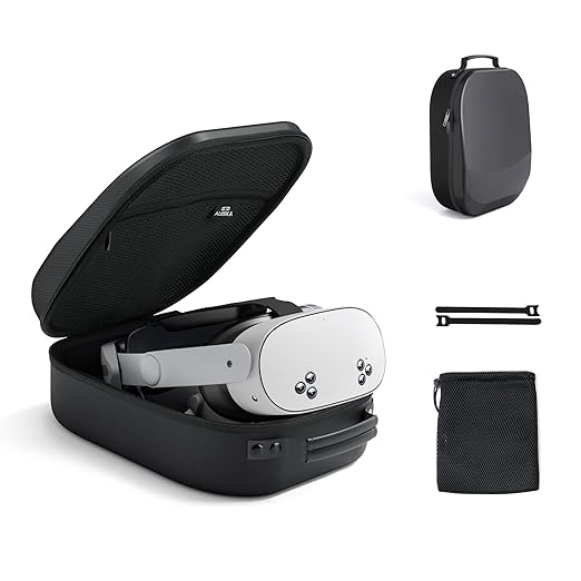 Aubika Carrying Case for Meta Quest 3S/Quest 2/ Quest 3/Pico 4/Vision Pro, Compatible with Elite/Battery Headset Strap Accessories, Hard Travel Case - Black