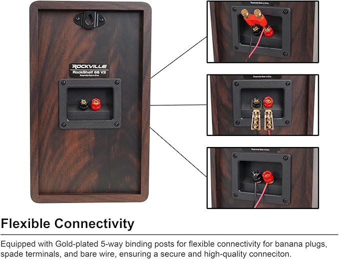 Rockville Pair RockShelf 68D V2 400W Bookshelf Speakers 8 Ohm, Kevlar Woofers, Silk Dome Tweeter, MDF Cabinet, for Home Theater and Audiophiles