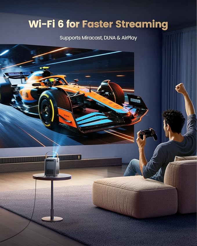 [Netflix-Licensed & Portable]Smart Mini Projector with WiFi and Bluetooth, 4K Supported,Dolby Audio,Auto Keystone & Electric Focus Outdoor Movie Projectors,WiMiUS Native 1080P HD Proyector