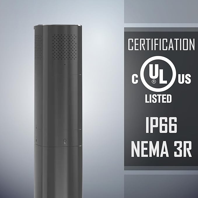 TayMac Gray Bluetooth Speaker Slide Cover PPSPG for ParkPost Outdoor Power Enclosure (Required), Wireless Speaker with Built-in Slot for Mobile Device, Outdoor Bluetooth 5.2