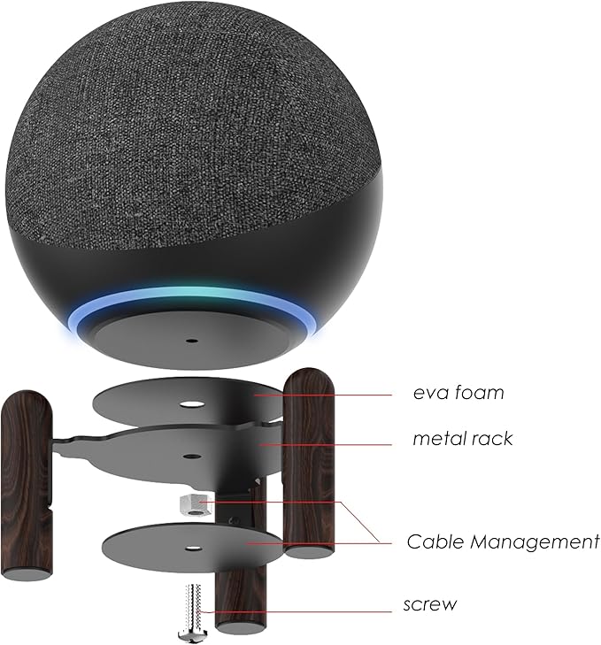 Desktop Holder Mount Stand for Echo 4th Gen，HomePod mini and Other Suitable Speakers. Black Walnut Wood.