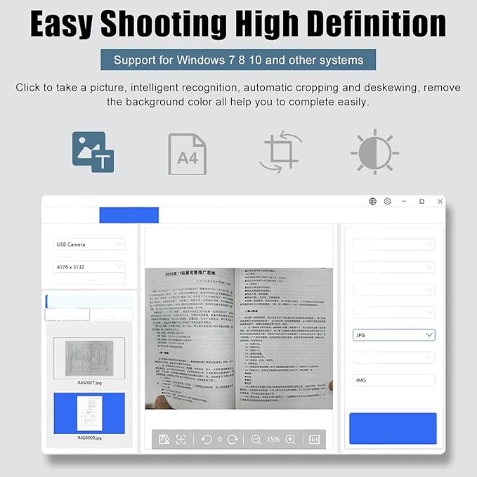 Docooler USB Document Camera, 4K 16MP Document Webcam Adjustable Angle with Microphone, USB Doc Camera with Flexible Arm for Online Learning, Remote Teaching, Web Conferencing, Live Demo