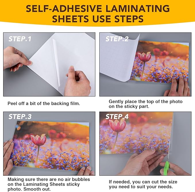 80 PCS Self-Adhesive Laminating Sheets, 9 x 12 Inches Clear Laminating Sheets No Machine Needed Self Sealing Laminate Sheets