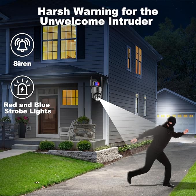 4K/8MP Dual Lens 10X Hybrid Optical Zoom PTZ Outdoor Security IP Camera,5GHz Dual Band WiFi,Auto Tracking,Color Night Vision,Waterproof,Human/Vehicle Motion Detection,Audio-Visual Alarm