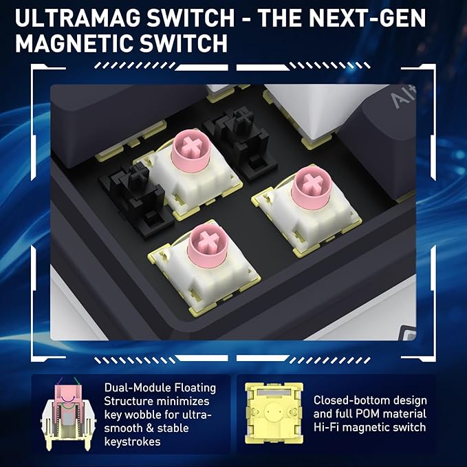 Redragon K673 HE Rapid Trigger Gaming Keyboard, 81 Keys 8K Wired Mechanical Keyboard w/Next-Gen UltraMag 100% POM Silky Magnetic Switch, Dual-Module Floating Structure Design, 2-Layer Noise Dampening