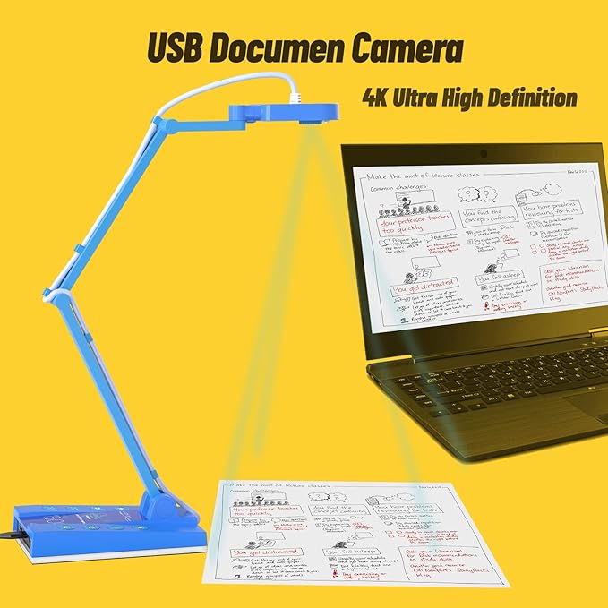 Mirabox 4K Ultra HD 3-in-1 15MP USB Document Camera/Webcam/Visualizer,Compatible with Mac OS,Windows,Chromebook for Live Demo,Web Conferencing,Distance Learning,Remote Teaching,Object Viewing