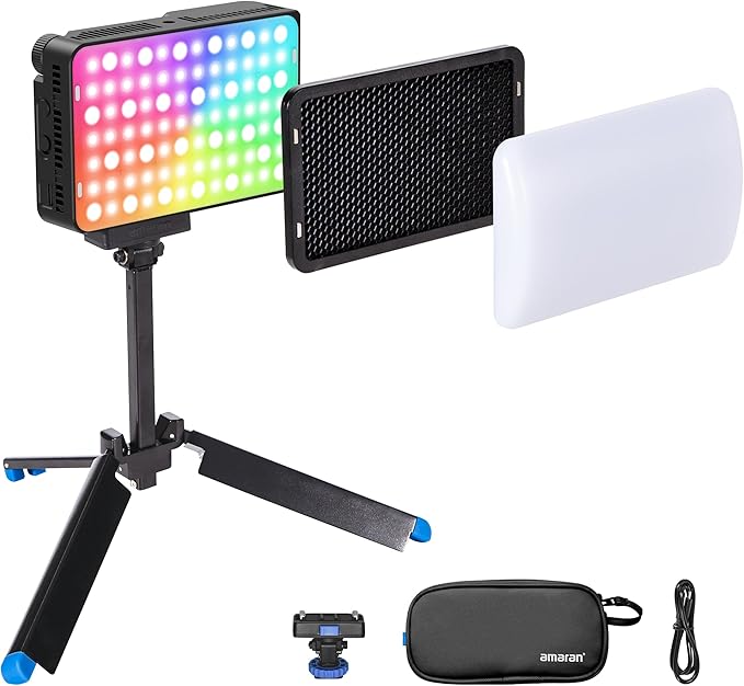 Amaran Ace 25c Kit, Pocket RGBWW LED Light, Boost Mode Up to 32W, Full-Color Mini Video Light (2,300-10,000K), 1,171 Lux@1m at 5,600K, 4500mAh Battery with PD Charging for Mobile Creators (Charcoal)