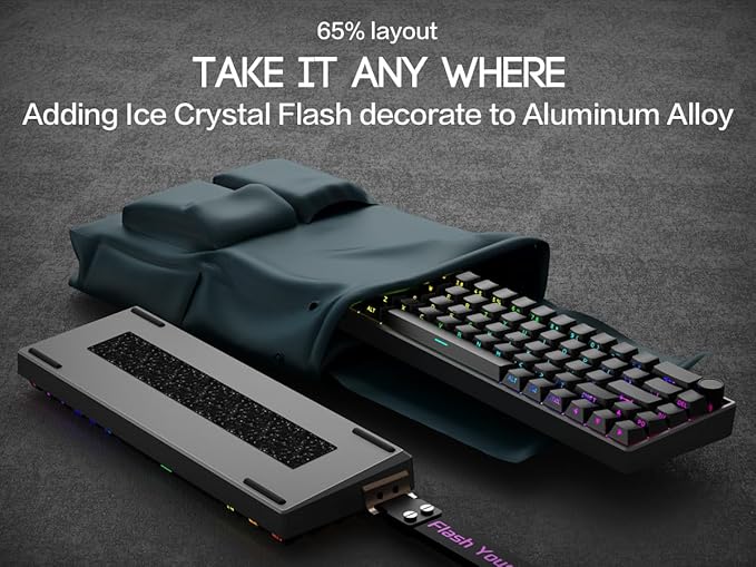 BOYI 66Pro-Flash Aluminum Magnetic Switch Gaming Keyboard,65% Rapid Trigger Hall Effect HotSwap Hyper-Fast Adjustable Actuation Side Printed Keycaps RGB Backlit Wired Custom Keyboard with Knob