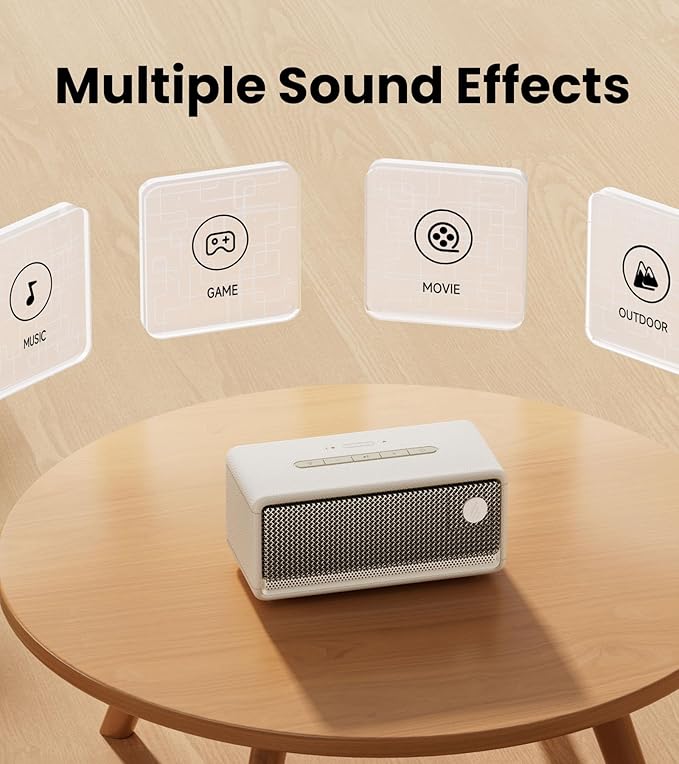 Edifier ES60 Bluetooth Speaker, Portable with Stereo Pairing, IP66 Dustproof & Waterproof 9H Playtime BT5.4 34W RMS Dual Device Connection Ambient Light for Home Party Outdoor Beach – Ivory