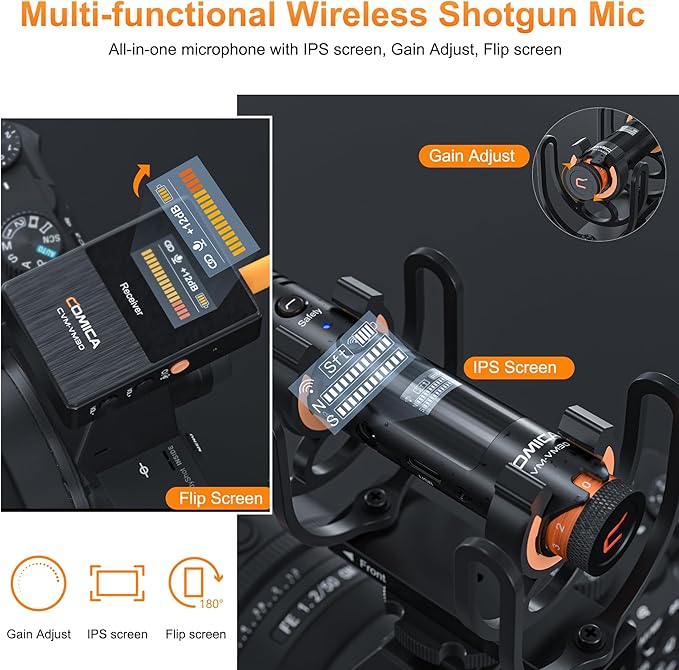 COMICA VM30 Shotgun Microphone, with Wireless Modes, USB C Digital Output, 75/150Hz, Super-Cardioid Universal Camera Microphone for Filmmakers, Vloggers - Wireless Mic for Camera, Smartphone, and PC