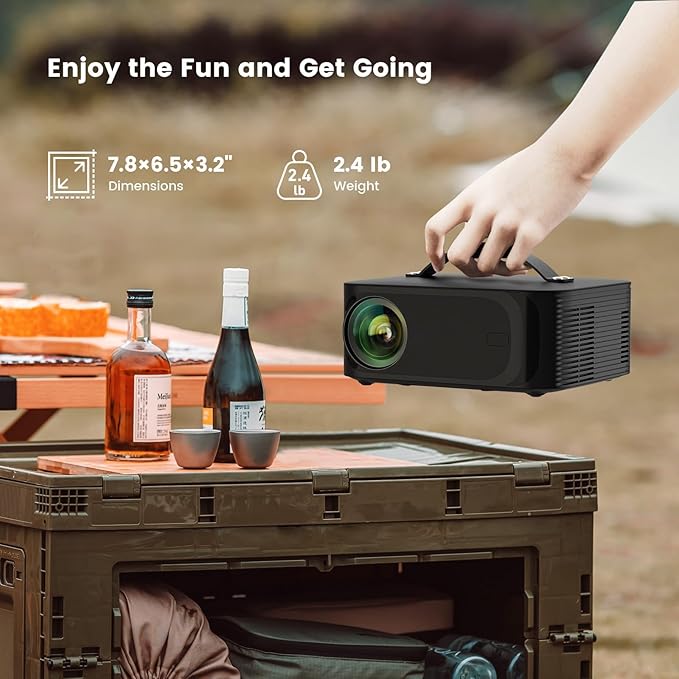 [1500 ANSI/Auto Focus/Built-in APPs] Outdoor-Projector-4K with Wifi6 and Bluetooth, Smart TV OS & DoIby, Portable Projector with Netflix/YouTube/PrimeVideo, ONOAYO 1080P Proyector with 300 ''Display
