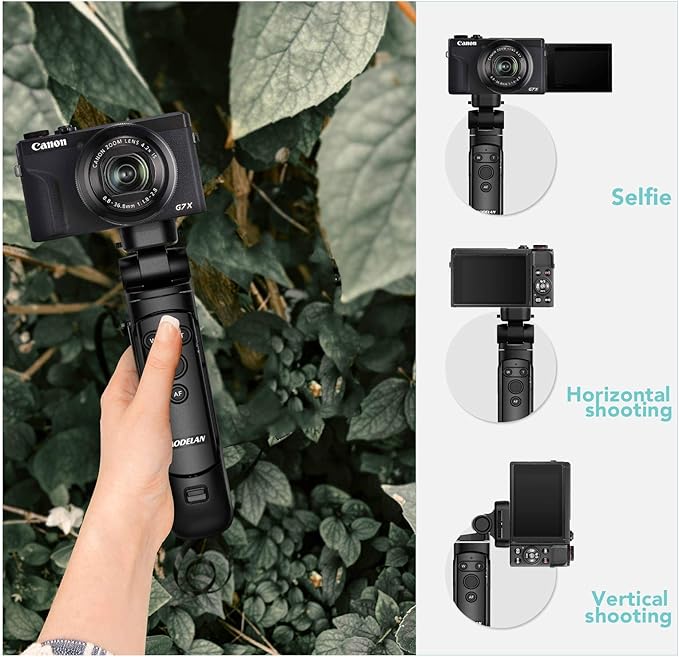 Wireless Shooting Grip and Tripod Camera Remote Control for Canon EOS Rebel SL2, SL3, 77D, R5, R6, T7i, M50, EOS RP, R, PowerShot SX70 HS, G7 X Mark III, G5 X, M6 Mark II