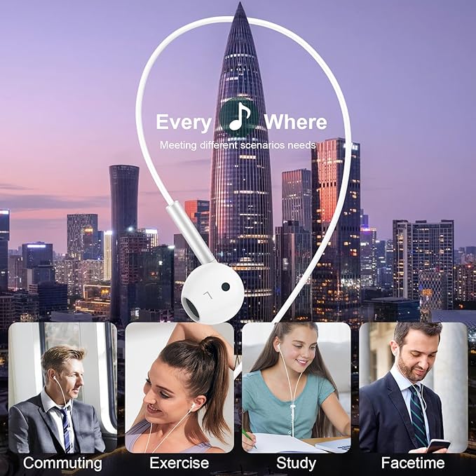 Type C Headphones Wired for iPhone 16e 17/16 Pro Max/16 Pro/16 Plus/16/15, USB C Earphones Noise Canceling Earbuds with Mic & Remote Control for Samsung Galaxy S25 Ultra S24FE S23 S22 A17 A16,Pixel 10