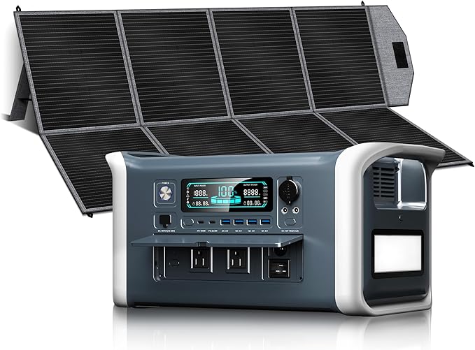 Portable Power Station 1600W with 400W Solar Panel - 1024Wh Solar Generator LiFePO4 Battery Fast Charging 0-80% in 1Hr for RV Camping Emergency Backup