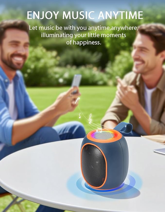 WS-338 Mini Bluetooth Replica Speaker – Portable HD Sound with LED Ring Light, Built-in Microphone, USB/TF Support, Surprise Gift for Music Lovers(Blue Orange)