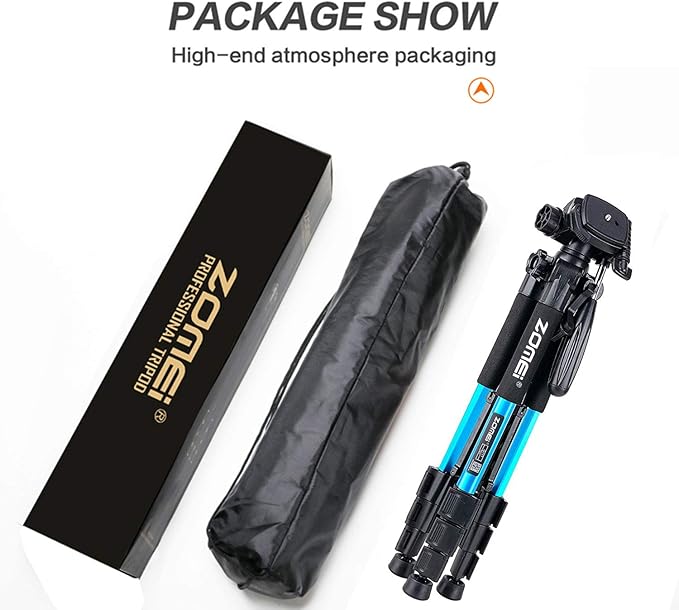 Portable 55-inch Camera Tripod Q111 Lightweight Phone Stand with Phone Holder and Quick Release Plate for DSLR Cameras,Cell Phones,Projector,Webcam,Spotting Scopes Canon EOS Nikon Sony Samsung(Blue)