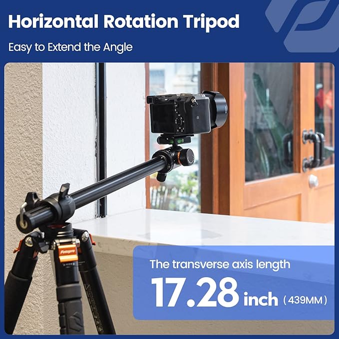 Fotopro 68 inch Camera 360 Horizontal Tripod Monopod with Center Column and Ball Head, Overhead Camera Tripod Mount for DSLR Camera, Video Camcorder, for Travel and Work